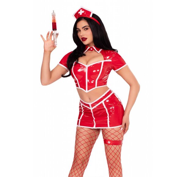 Leg Avenue Other - Red Alert Nurse Costume for Women – 4 PC Vinyl Set